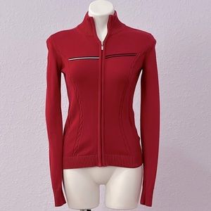 TOMMY HILFIGER FULL-ZIP RED SWEATER